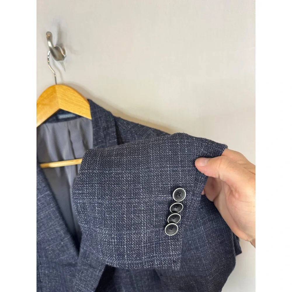 Joseph Abboud Indigo Lanificio Blue Wool Linen Blazer Slim Navy Sport Coat 50R